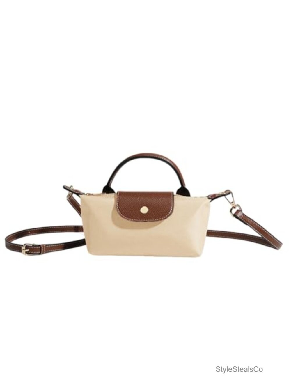 Quilted Mini Crossbody Bag Water Resistant Nylon with PU Leather Accents